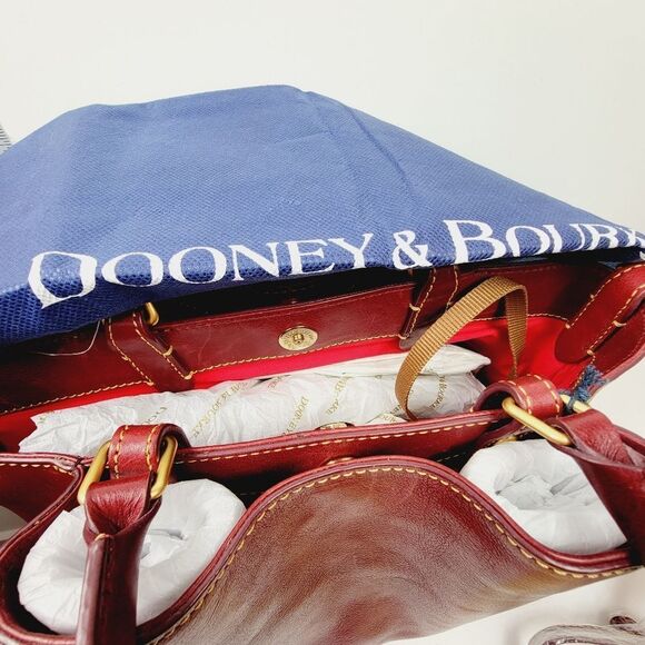 Dooney & Bourke Florentine Barlow Satchel Bucket Crossbody Bag Merlot Red $548 - Picture 11 of 15